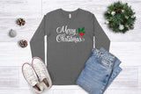 Merry Christmas with Holly - Long Sleeve Unisex Tee