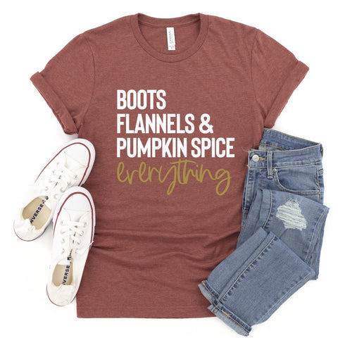 Boots Flannels & Pumpkin Spice Everything - Unisex Tee