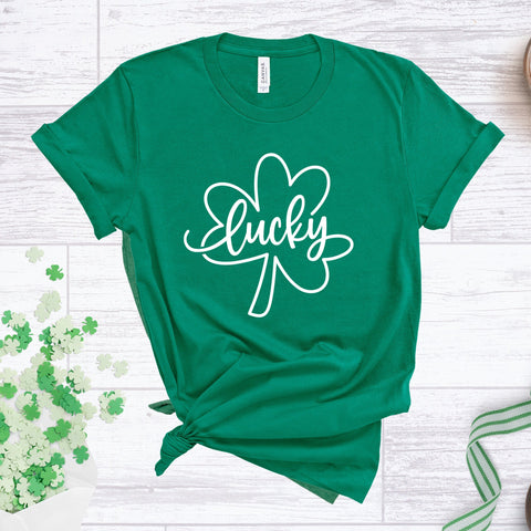 Lucky Shamrock Outline - Unisex Tee