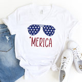 'Merica Sunglasses - Unisex V-Neck Tee