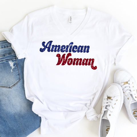 American Woman - Unisex V-Neck Tee