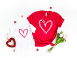 Red & White Heart Outline Set - Unisex Tees