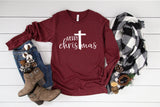 Merry Christmas (cross) - Unisex Long Sleeve